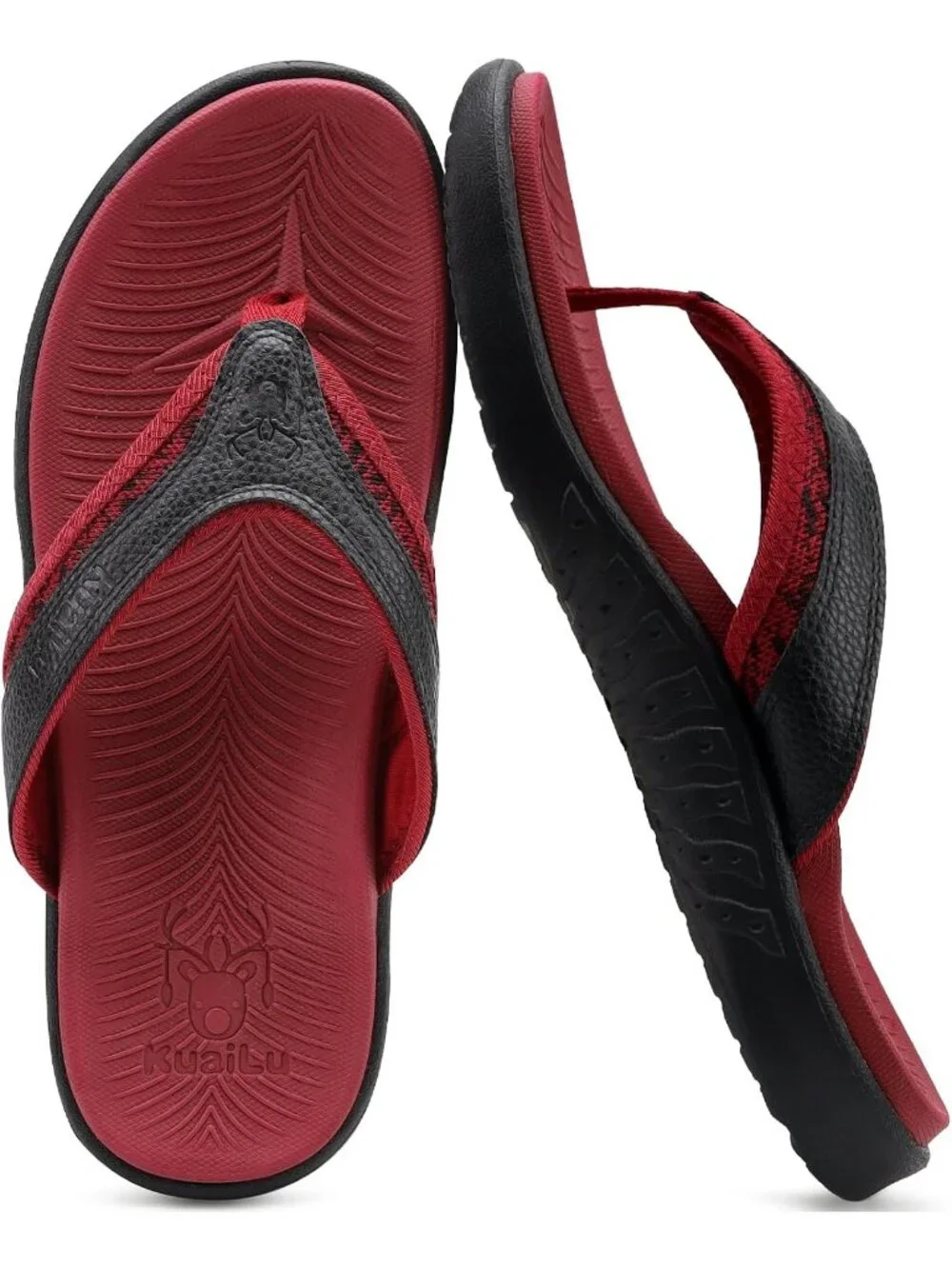 Mens Red Black Arch Support Sport Flip Flops Comfort Orthotic Thong Sandal Shoes